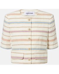 Veronica Beard - Orville Striped Cropped Cotton-Blend Jacket - Lyst