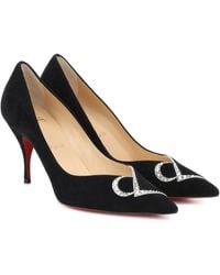 Christian Louboutin Leather Spikoo 70 Embellished Pumps in Metallic | Lyst