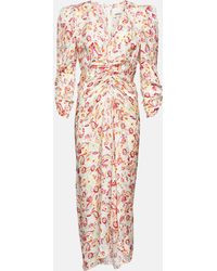 Isabel Marant - Flower-print Silk-blend Midi Dress - Lyst