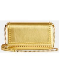 Christian Louboutin - Paloma Spiked Metallic Leather Clutch - Lyst