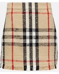 Burberry - Minifalda de lana y algodon con Check - Lyst