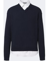 Balenciaga - Layered Ribbed-Knit Cotton Sweater - Lyst