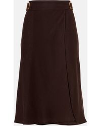 Loro Piana - Irene Belted Linen Crepe Midi Skirt - Lyst