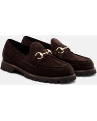Gucci - Sylke Horsebit Suede Loafers - Lyst