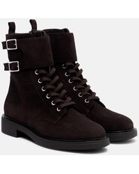 Gianvito Rossi - Shearling-Lined Suede Combat Boots - Lyst