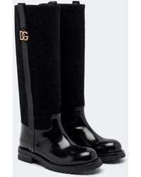Dolce & Gabbana - Dg Leather And Suede Knee-High Boots - Lyst