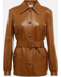 Gucci Belted Leather Jacket - Brown