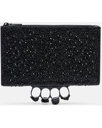 McQueen - Skull Knuckle Studded Leather Pouch - Lyst