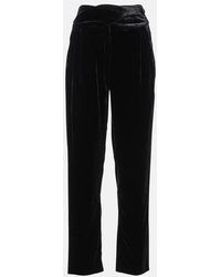Blazé Milano - Afterglow High-Rise Velvet Slim Pants - Lyst
