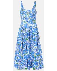 Carolina Herrera - Vestido Midi De Mezcla De Algodon Floral - Lyst