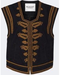 Isabel Marant - Edmee Embroidered Denim Vest - Lyst
