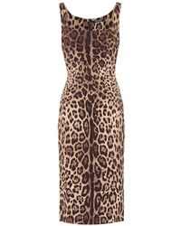 Dolce & Gabbana - Leopard-print Stretch-silk Dress - Lyst