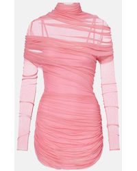 Christopher Esber - Christo Ruched Sheer Silk Minidress - Lyst