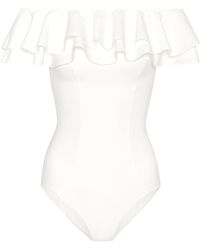 Lisa Marie Fernandez Badeanzug Mira mit Volants - Weiß