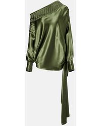 Dries Van Noten - Asymmetric Draped Silk-Blend Satin Top - Lyst