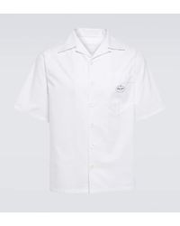 Prada - Camicia in popeline di cotone con logo - Lyst