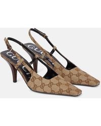 Gucci - GG Canvas Slingback Pump - Lyst