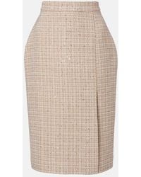Elie Saab - Checked Sequined Tweed Midi Skirt - Lyst