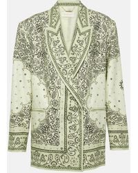 Zimmermann - Double-breasted Paisley-print Linen Blazer - Lyst
