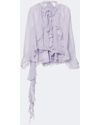 JACQUES WEI - Ruffled Chiffon Blouse - Lyst