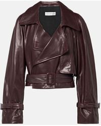 Nour Hammour - Hatti Cropped Leather Biker Jacket - Lyst