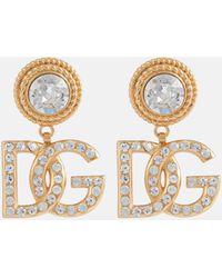 Dolce & Gabbana Orecchini pendenti DG con cristalli - Metallizzato