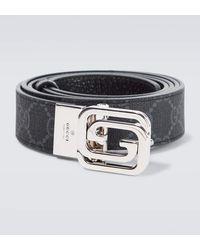 Gucci - GG Reversible Canvas And Leather Belt - Lyst