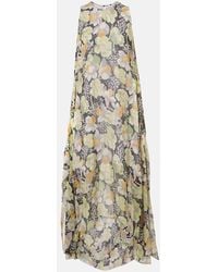 Loewe - Robe Longue Asymetrique En Soie A Fleurs - Lyst