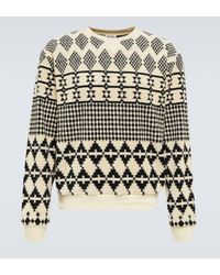 Saint Laurent - Stripe-jacquard Wool Sweater - Lyst