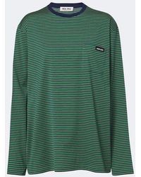 Miu Miu - Striped Cotton Jersey T-Shirt - Lyst