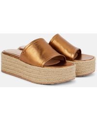 Gianvito Rossi - Metallic Leather Espadrille Slides - Lyst