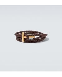 Tom Ford - T Braided Leather Bracelet - Lyst