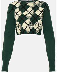 Burberry - Argyle Cropped Cotton Sweater - Lyst