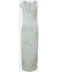 Oscar de la Renta - Floral Applique Wool-Blend Midi Dress - Lyst