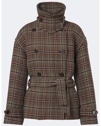 Chloé - Checked Wool And Cotton-Blend Peacoat - Lyst
