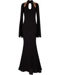 Safiyaa Anouk Embellished Stretch-crêpe Gown - Black