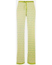 Dries Van Noten - Polka-Dot Silk Straight Pants - Lyst