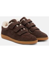 Isabel Marant - Beth Shearling-Trimmed Suede Sneakers - Lyst