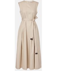 Max Mara - Amina Pleated Cotton Midi Dress - Lyst