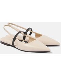 Brunello Cucinelli - Pointy Leather Slingback Pumps - Lyst