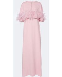 Oscar de la Renta - Embellished Caped Silk-Blend Georgette Gown - Lyst