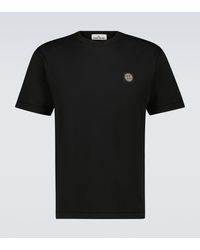 Stone Island T-Shirt aus Baumwolle mit Logo - Schwarz