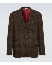Brunello Cucinelli - Tartan Wool, Silk, And Cashmere Blazer - Lyst