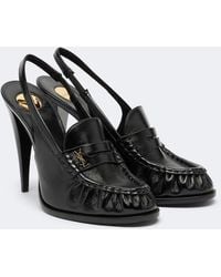 Saint Laurent - Le Loafer Leather Slingback Pumps - Lyst
