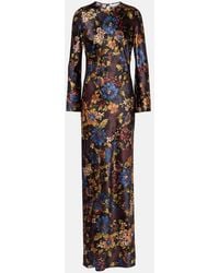 Veronica Beard - Robe Longue Gemma En Soie Melangee A Fleurs - Lyst