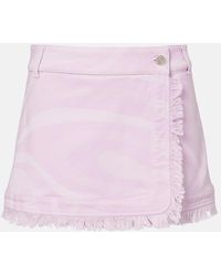 PUCCI - Marmo Distressed Denim Miniskirt - Lyst