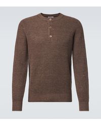Brunello Cucinelli - Ribbed-Knit Linen And Cotton Polo Sweater - Lyst