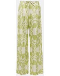 Dries Van Noten - Printed Silk Wide-Leg Pants - Lyst