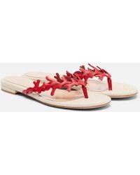 Gianvito Rossi - Canvas And Leather Thong Sandals - Lyst