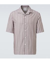 Brunello Cucinelli - Striped Cotton Bowling Shirt - Lyst